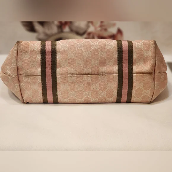 Gucci Pink GG Canvas & Leather Mini Jolicoeur Web Tote Vintage Gucci Sherry Line - Picture 4 of 10